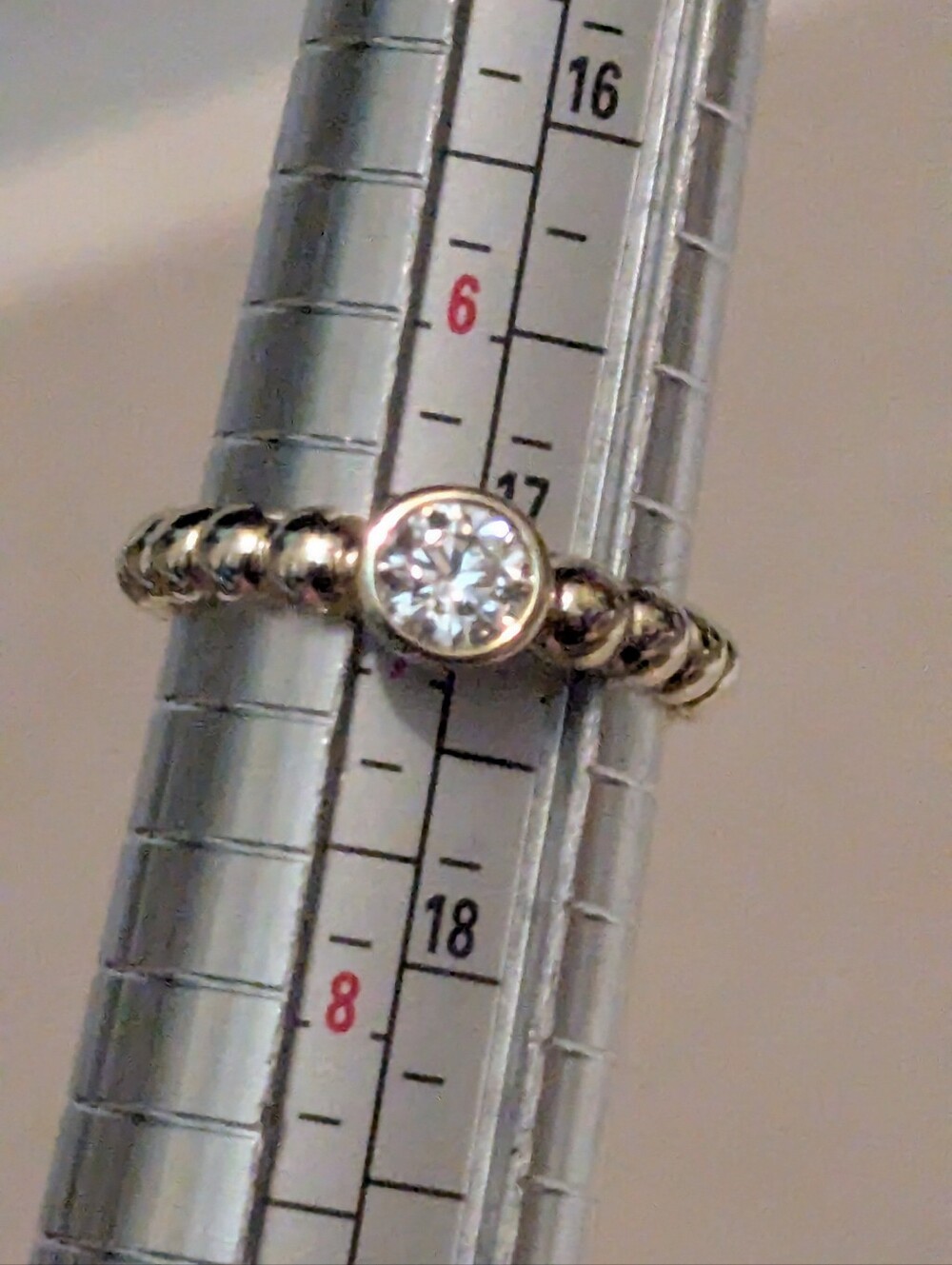 18kt Gold Plated Beaded Band Ring – AAA CZ – Size 7 W62926-2